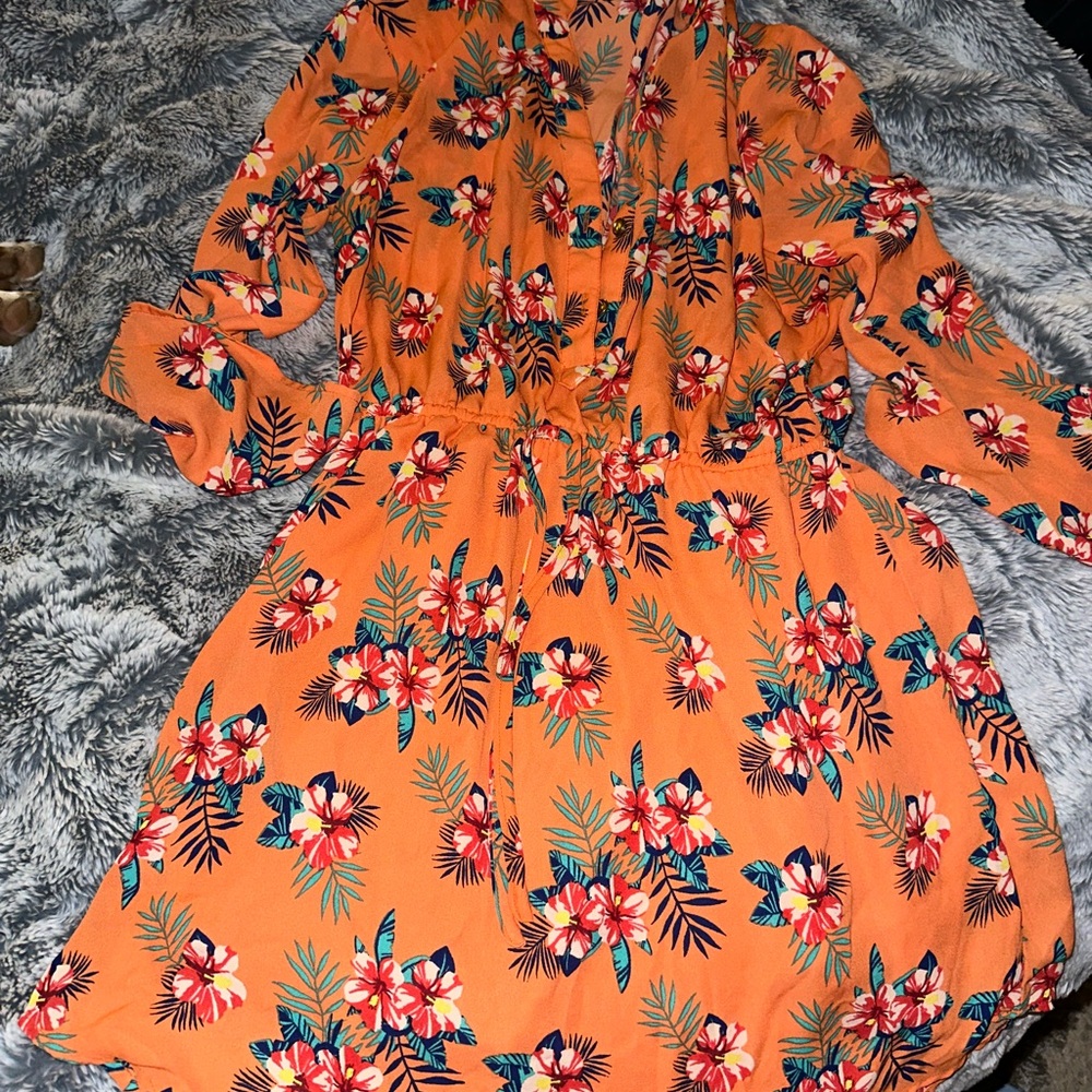 Charlotte Russe Vibrant Floral Long Sleeve Dress